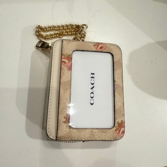 coach Zip Card Case In Signature Canvas With Floral Print car25 - Picture 2 of 5